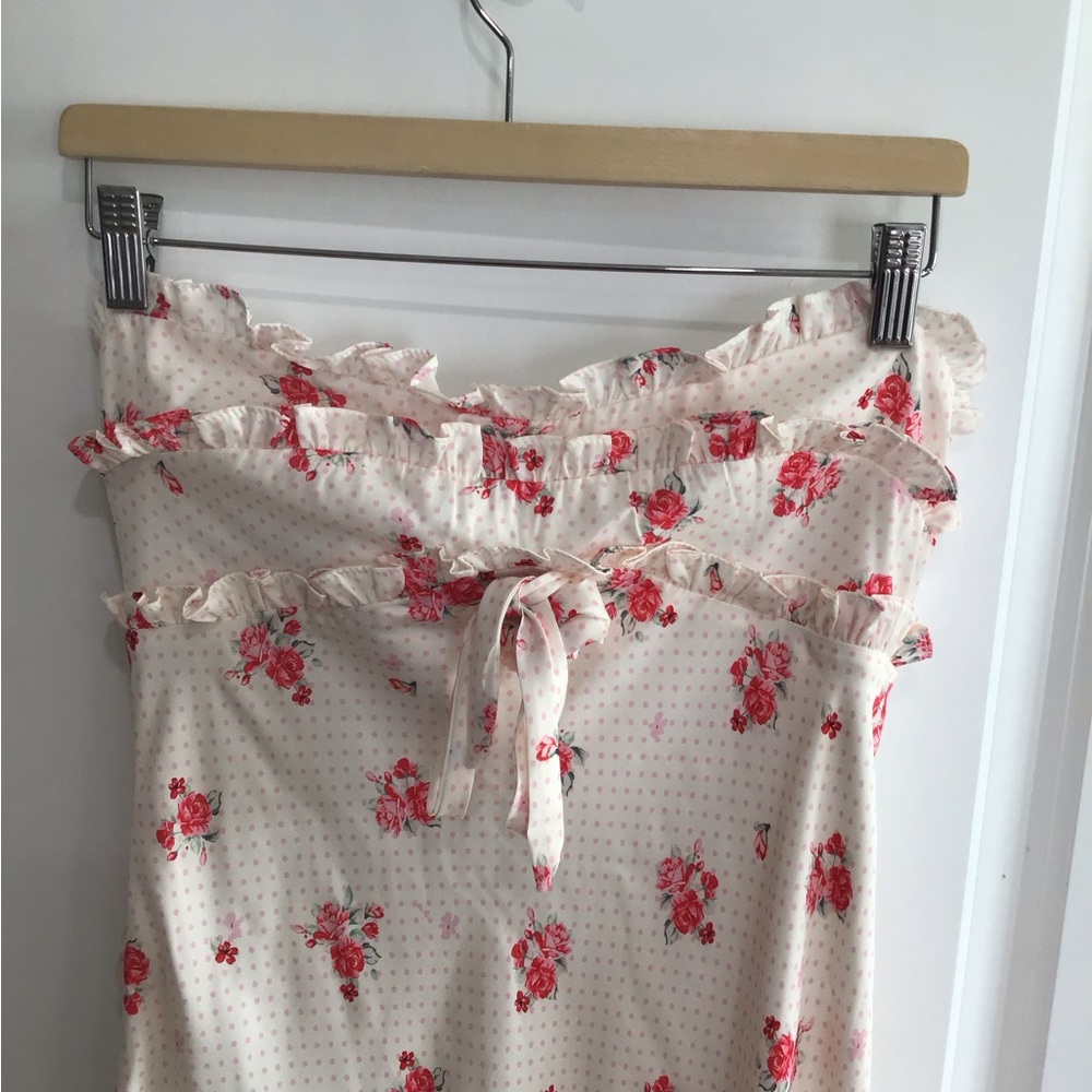 LAIT Collection Pink Floral Strapless NWT Size M, Fits like L in the bust - Picture 3 of 7